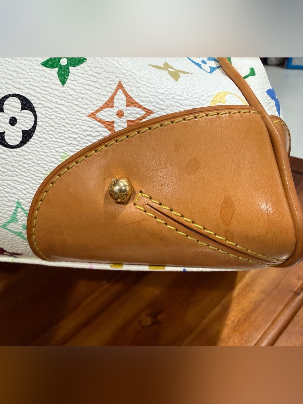 Louis Vuitton White Murakami Claudia Multicolor Monogram with Tan Trim - Picture 8 of 10